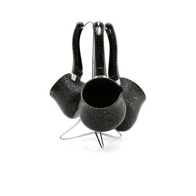 4pcs 230-280-380ml Granit - Çelik Cezve Renkli Metal Standlı Bx40