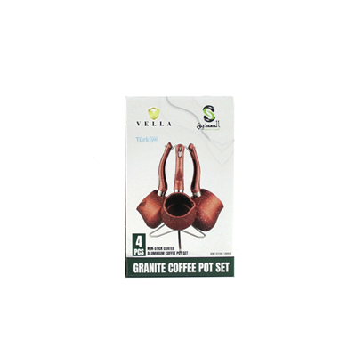 4pcs 230-280-380ml Granit - Çelik Cezve Renkli Metal Standlı Bx40