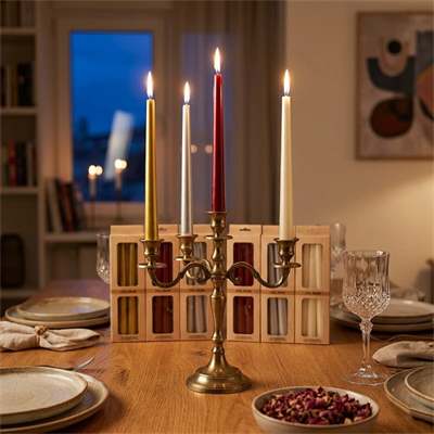 4pcs Candle Metalik Renkler Şamdan Mum 25cm Bx40