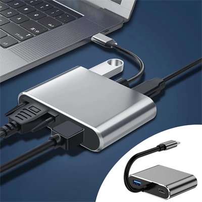 4’ü 1 Arada Type-c To Hub Dönüştürücü Adaptör – 4k Ultra Hd Hdmı & Vga Görüntü Aktarımı, Pd Hızlı Şarj Destekli, Usb Çoklayıcı Bx40
