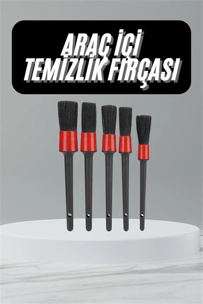 5 Adet Oto Detaylı Temizleyici Araç İçi Temizlik Fırça Seti Koltuk Döşeme Kapı Toz Alma Fırçası