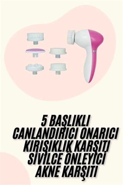5 Başlıklı Titreşimli Cilt Temizleme Seti Canlandırıcı ve Onarıcı