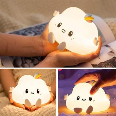 5 Farklı Renk Modlu Bulut Figürlü Pofuduk LED Gece Lambası–Yumuşak Dokulu Çocuk Odası ve Dekoratif Şarjlı Ortam Işığı (3936)
