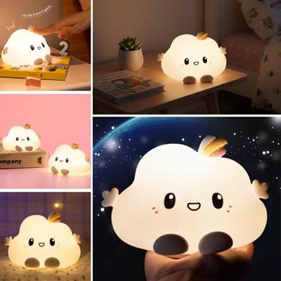 5 Farklı Renk Modlu Bulut Figürlü Pofuduk LED Gece Lambası–Yumuşak Dokulu Çocuk Odası ve Dekoratif Şarjlı Ortam Işığı (3936)