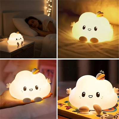 5 Farklı Renk Modlu Bulut Figürlü Pofuduk LED Gece Lambası–Yumuşak Dokulu Çocuk Odası ve Dekoratif Şarjlı Ortam Işığı