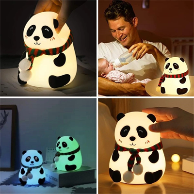 5 Farklı Renk Modlu Panda Figürlü Pofuduk Led Gece Lambası–yumuşak Dokulu Çocuk Odası Ve Dekoratif Şarjlı Ortam Işığı Bx40