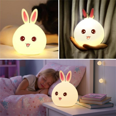 5 Farklı Renk Modlu Tavşan Figürlü Pofuduk LED Gece Lambası–Yumuşak Dokulu Çocuk Odası ve Dekoratif Şarjlı Ortam Işığı