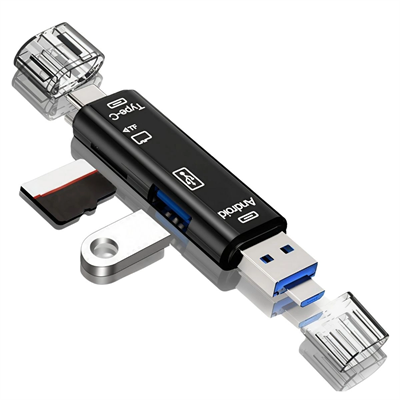 5 İn 1 Çok Fonksiyonlu Usb 2.0 Micro Sd Kart Okuyucu - Usb/micro Usb/type-c Çıkışlı, Otg Çevirici Bx40