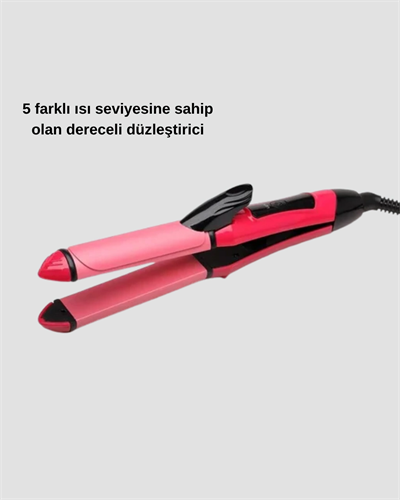 5 Kademeli Seramik Saç Düzleştirici – Düz ve Kıvırcık Mod, 26 mm Plaka, Profesyonel Saç Şekillendirme