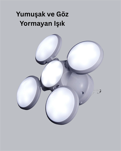 5 Kanatlı Solar Kamp Lambası – USB Şarjlı, Taşınabilir, IP65 Su Geçirmez Bahçe Lambası