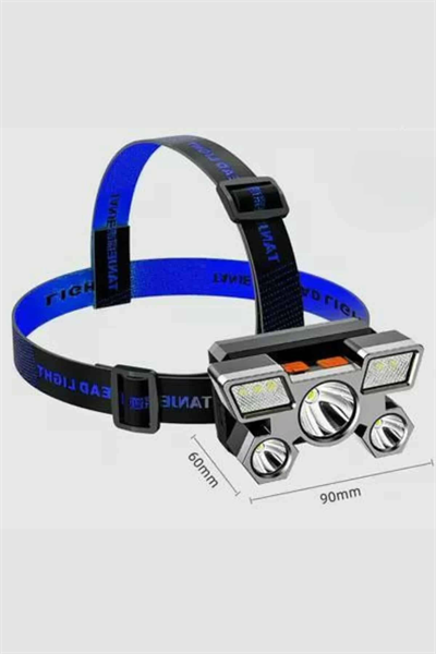 5 LED Far Şarj Edilebilir Güçlü Kafa Lambası Kamp Lambası 4 Modlu