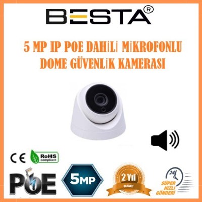 5 MP 1440P 6 İÇ MEKAN KAMERALI DAHİLİ MİKROFONLU IP POE Güvenlik Seti
