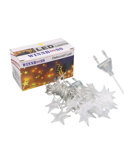 5 Metre 20 Yıldızlı LED Işık Zinciri Daylight Beyaz Salon ve Oda Dekoru