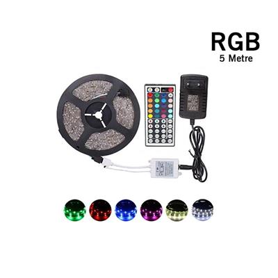 5 Metre Rgb Şerit Led Seti-İç ve Dış Mekan Silikonlu-Tak Çalıştır (3936)