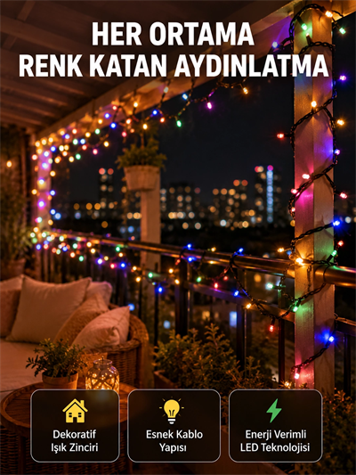 5 Metre Şeffaf Kablo LED Peri Işığı 50 Ampullü Dekoratif Led Yeni Nesil