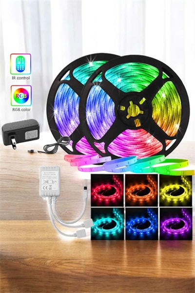 5 Metre Şerit Led RGB Işıklı Kumandalı Güç Adaptörü Her Ortama Uygun