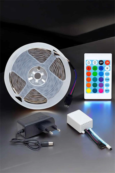 5 Metre Şerit Led RGB Işıklı Kumandalı Güç Adaptörü Her Ortama Uygun