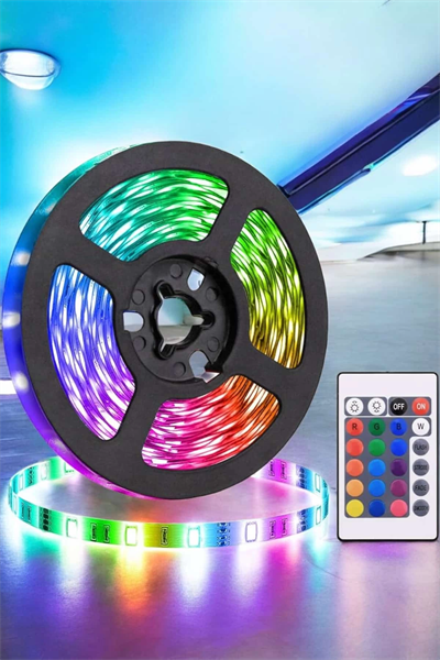 5 Metre Şerit Led RGB Işıklı Kumandalı Güç Adaptörü Her Ortama Uygun