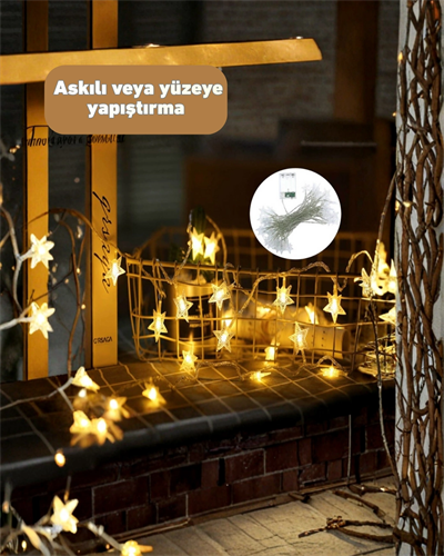 5 Metre Yıldız Şeklinde Led Şerit Işık Sabit Beyaz Aydınlatma