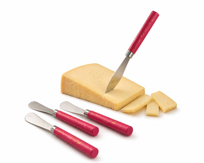 5 Parça  Uzun Kahvaltı Bıçak - Kırmızı Mermer Desen Saplı 16.5 Cm Bx40
