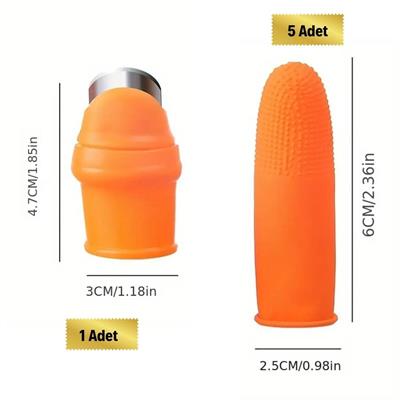 5 Parça Pratik Parmak Koruyucu 1 Parça Baş Parmak Bıçaklı Eldiven Sebze Meyve Soyucu Kesme Ayıklayıcı Silikon Set (3936)