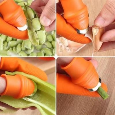 5 Parça Pratik Parmak Koruyucu 1 Parça Baş Parmak Bıçaklı Eldiven Sebze Meyve Soyucu Kesme Ayıklayıcı Silikon Set (3936)