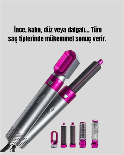 5 Parça Saç Şekillendirme Seti Düzleştirme Dalga ve Bukle Yapma