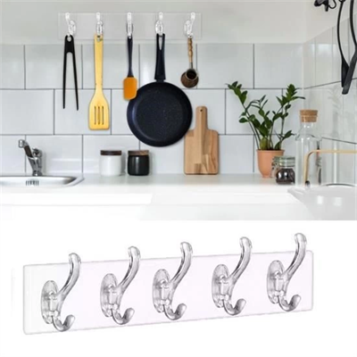 5 li Güçlü Yapışkanlı Şeffaf Duvar Askısı Banyo Mutfak Düzenleyici Pratik Askılık