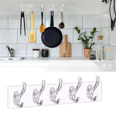 5 li Güçlü Yapışkanlı Şeffaf Duvar Askısı Banyo Mutfak Düzenleyici Pratik Askılık