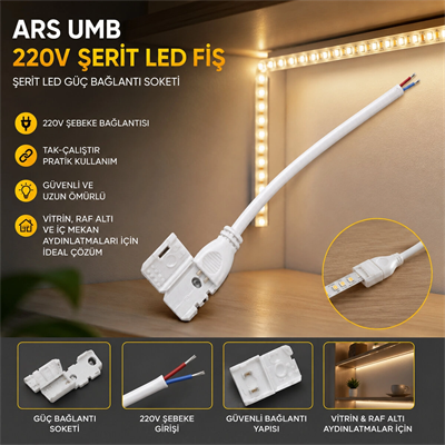 50 Adet 220 V Şerit Led Fiş Umb Bx40