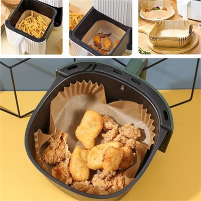 50 Adet Air Fryer Pişirme Kağıdı Tek Kullanımlık Yağ Geçirmez Yapışmaz Kare Tabak Model Pvc Bx40
