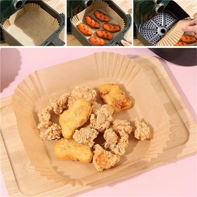 50 Adet Air Fryer Pişirme Kağıdı Tek Kullanımlık Yağ Geçirmez Yapışmaz Kare Tabak Model Pvc Bx40