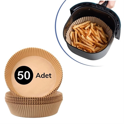 50 Adet Air Fryer Pişirme Kağıdı Tek Kullanımlık Hava Fritöz Yağ Geçirmez Yapışmaz Tabak Model Bx40