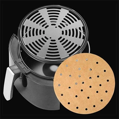 50 Adet Air Fryer Pişirme Kağıdı Tek Kullanımlık Gıda Pişirme Kağıdı Delikli Yuvarlak Model Bx40