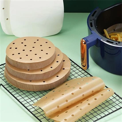 50 Adet Air Fryer Pişirme Kağıdı Tek Kullanımlık Gıda Pişirme Kağıdı Delikli Yuvarlak Model Bx40