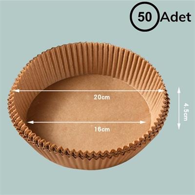 50 Adet Air Fryer Pişirme Kağıdı Tek Kullanımlık Hava Fritöz Yağ Geçirmez Yapışmaz Tabak Model (3936)