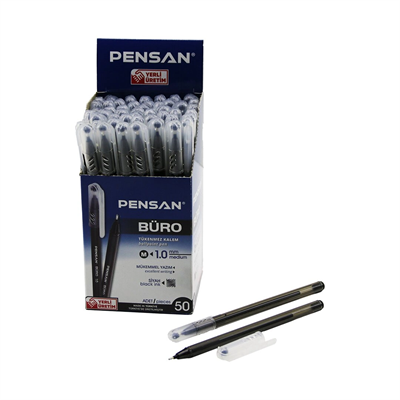 50 Adet Pensan Büro Siyah Tükenmez Kalem M-medium - 1.0mm Uç Bx40