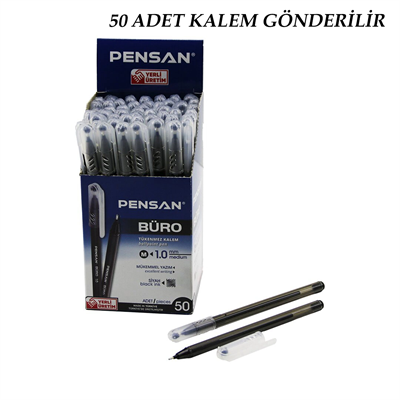 50 Adet Pensan Büro Siyah Tükenmez Kalem M-medium - 1.0mm Uç Bx40