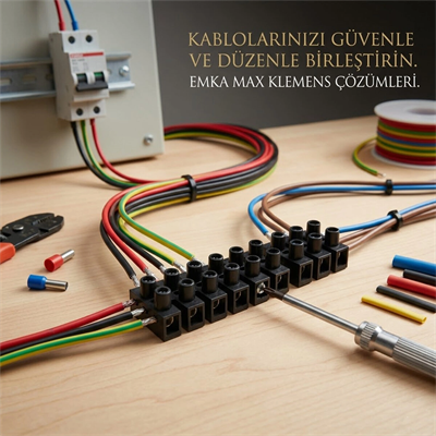 50 Adet Siyah Plastik Sıra Klemens Bx40