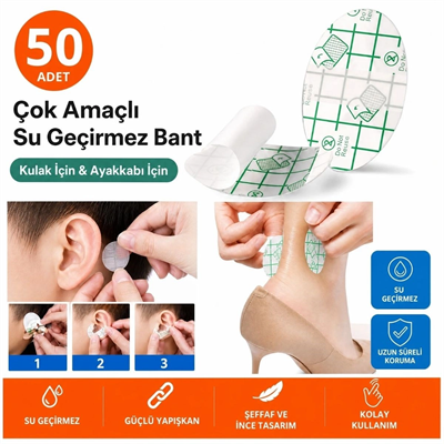 50 Adet Su Geçirmez Kulak Bandı Ve Ayakkabı Vurma Önleyici Bant Seti, Çok Amaçlı Koruyucu Yapışkan Bant Bx40