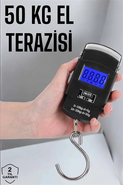 50 Kg El Kantarı Ağırlık Ölçer Dijital Ekranlı Kancalı Portatif
