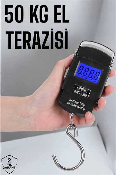 50 Kg El Kantarı Ağırlık Ölçer Dijital Ekranlı Kancalı Portatif