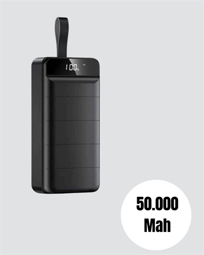 50.000 mAh Ultra Güçlü Powerbank 4 USB Çıkışlı, LED Dijital Göstergeli, Hızlı Şarj Destekli Taşınabilir Şarj Cihazı