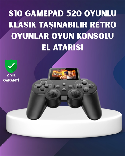 500 Dahili Oyunlu Taşınabilir Retro El Konsolu-2.4 inç Renkli Ekranlı