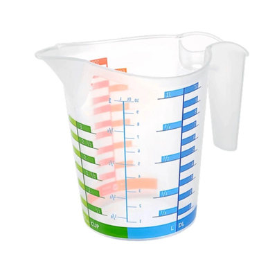 500 Ml Renkli Dereceli Sert Plastik Mutfak Ölçü Kabı Bx40
