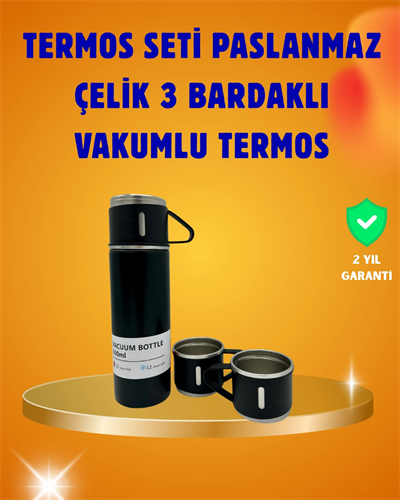 500 ml Isı Korumalı Çelik Termos ve Bardak Seti | Silikon Tabanlı, Şık ve Pratik