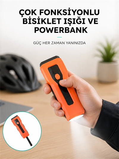5000 mAh Bataryalı Bisiklet Farı COB Çakar Çok Fonksiyonlu Yeni Nesil