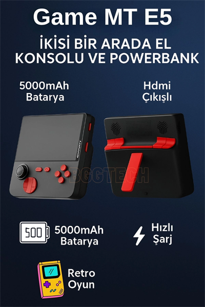 5000 mAh Bataryalı HDMI Çıkışlı Bluetooth Bağlantılı Taşınabilir Retro Oyun Konsolu