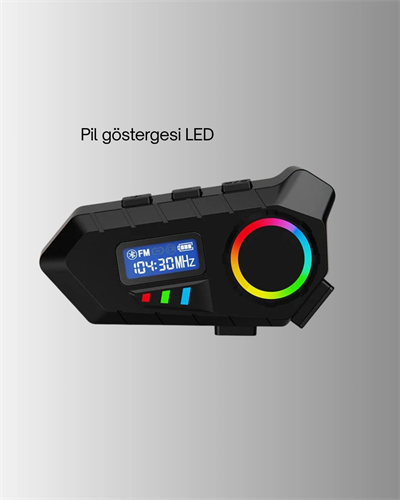 500mAh Bataryalı Bluetooth 5.4  İnterkom LED Ekranlı FM Destekli