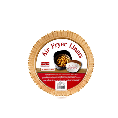 50pcs Yuvarlak Taban: 16cm - Kenar: 4.5cm Air Fryer Pişirme Kalıp Kağıt Bx40